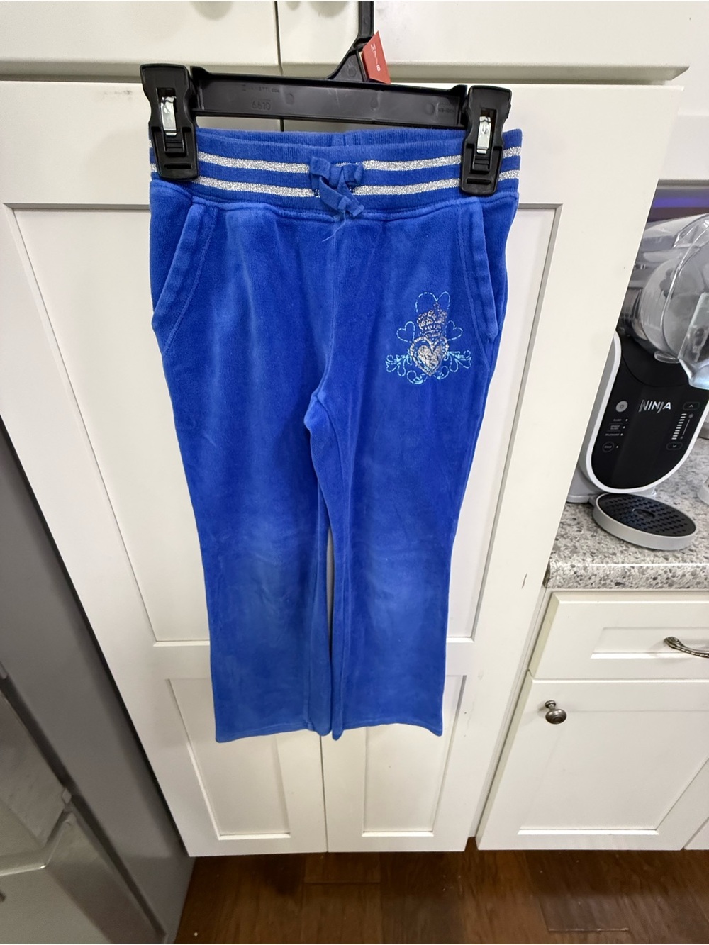 Place Royal Blue Velour Sweatpants with Heart Embroidery